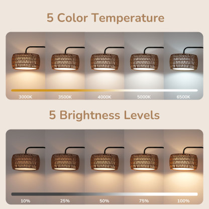 EDISHINE 63'' Arched/arc Rattan Floor Lamp With Bulb And Remote Control Included-HFLEA5C