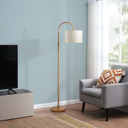 EDISHINE 61.8" Arched Floor Lamp, Gold-HFLEA6A