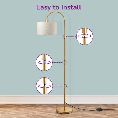 EDISHINE 61.8" Arched Floor Lamp, Gold-HFLEA6A