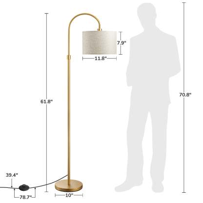 EDISHINE 61.8" Arched Floor Lamp, Gold-HFLEA6A