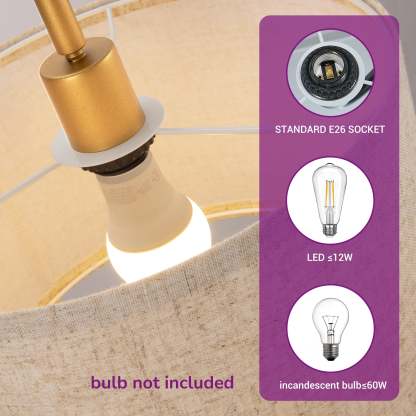 EDISHINE 61.8" Arched Floor Lamp, Gold-HFLEA6A