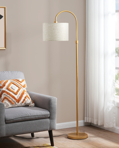 EDISHINE 61.8" Arched Floor Lamp, Gold-HFLEA6A