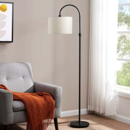 EDISHINE 61.8" Arched Floor Lamp, Black-HFLEA6B
