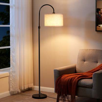 EDISHINE 61.8" Arched Floor Lamp, Black-HFLEA6B