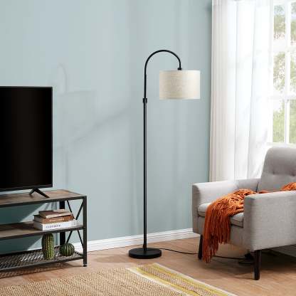 EDISHINE 61.8" Arched Floor Lamp, Black-HFLEA6B