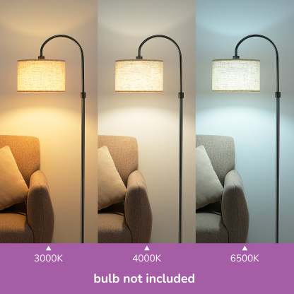 EDISHINE 61.8" Arched Floor Lamp, Black-HFLEA6B