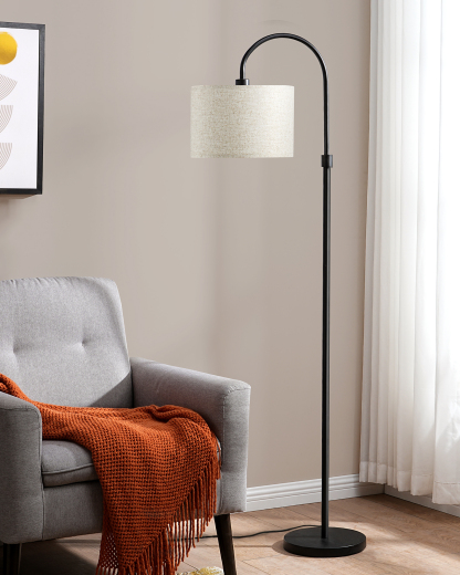 EDISHINE 61.8" Arched Floor Lamp, Black-HFLEA6B