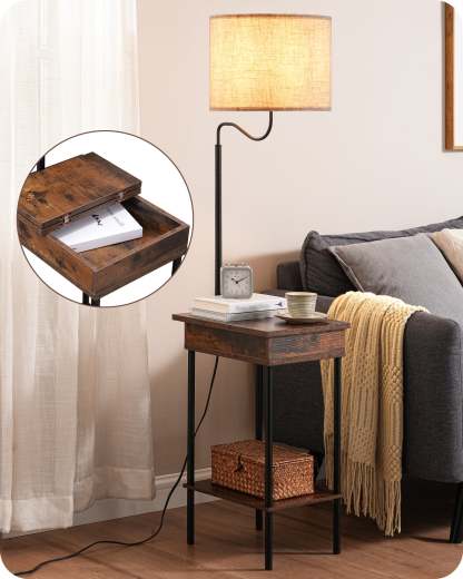 EDISHINE Floor Lamp with Table-HFLEB1A