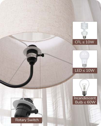 EDISHINE Floor Lamp with Table-HFLEB1A
