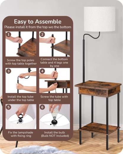 EDISHINE Floor Lamp with Table-HFLEB1A