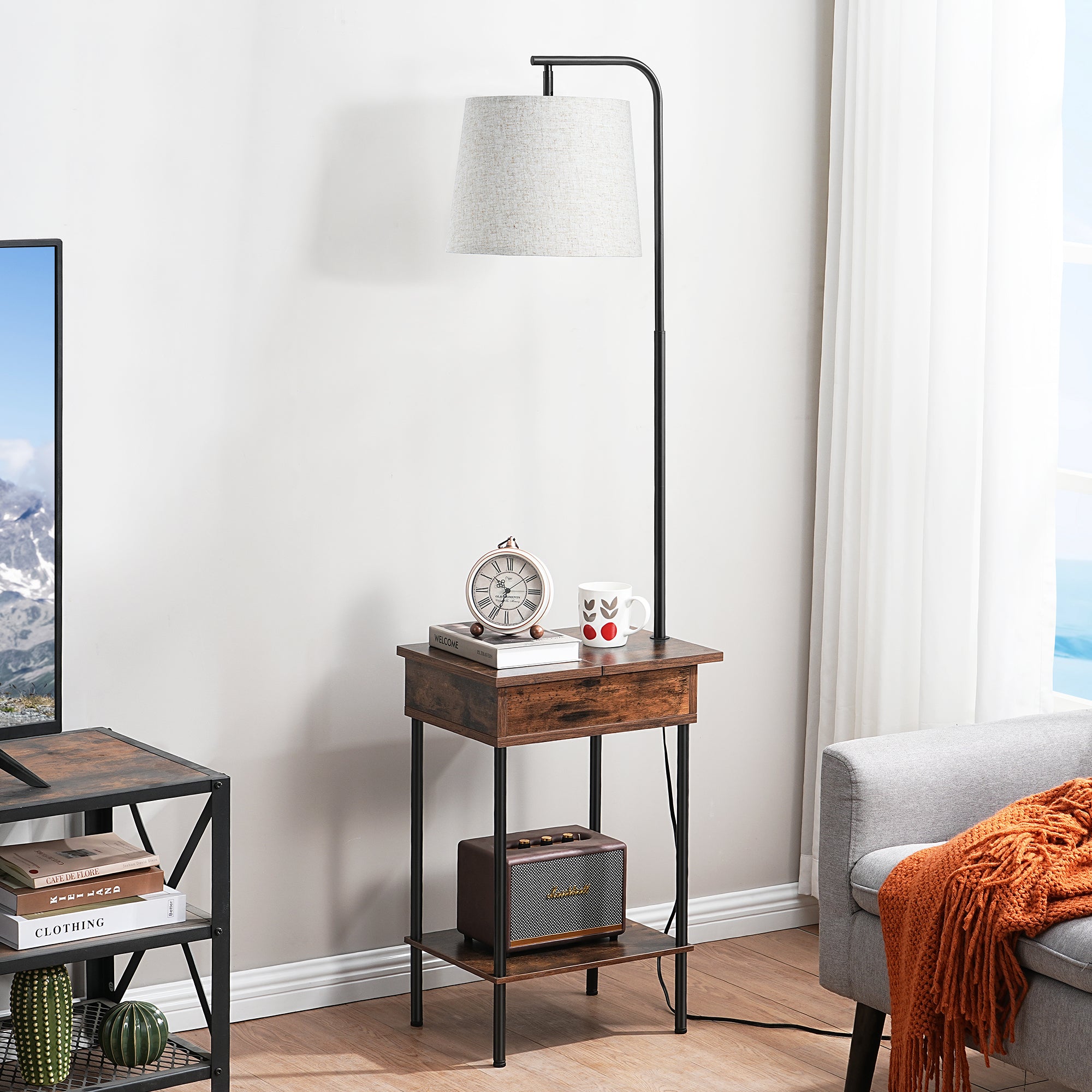 EDISHINE 62" Tray Table Floor Lamp-HFLEB2A