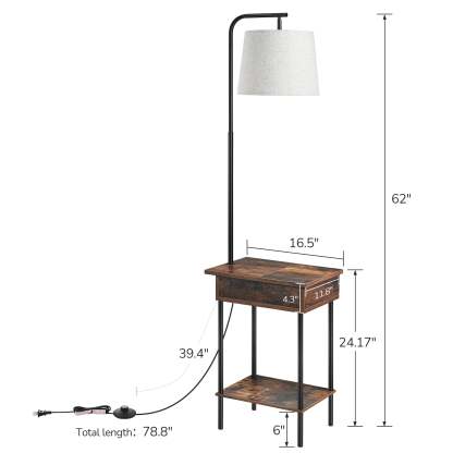 EDISHINE 62" Tray Table Floor Lamp-HFLEB2A