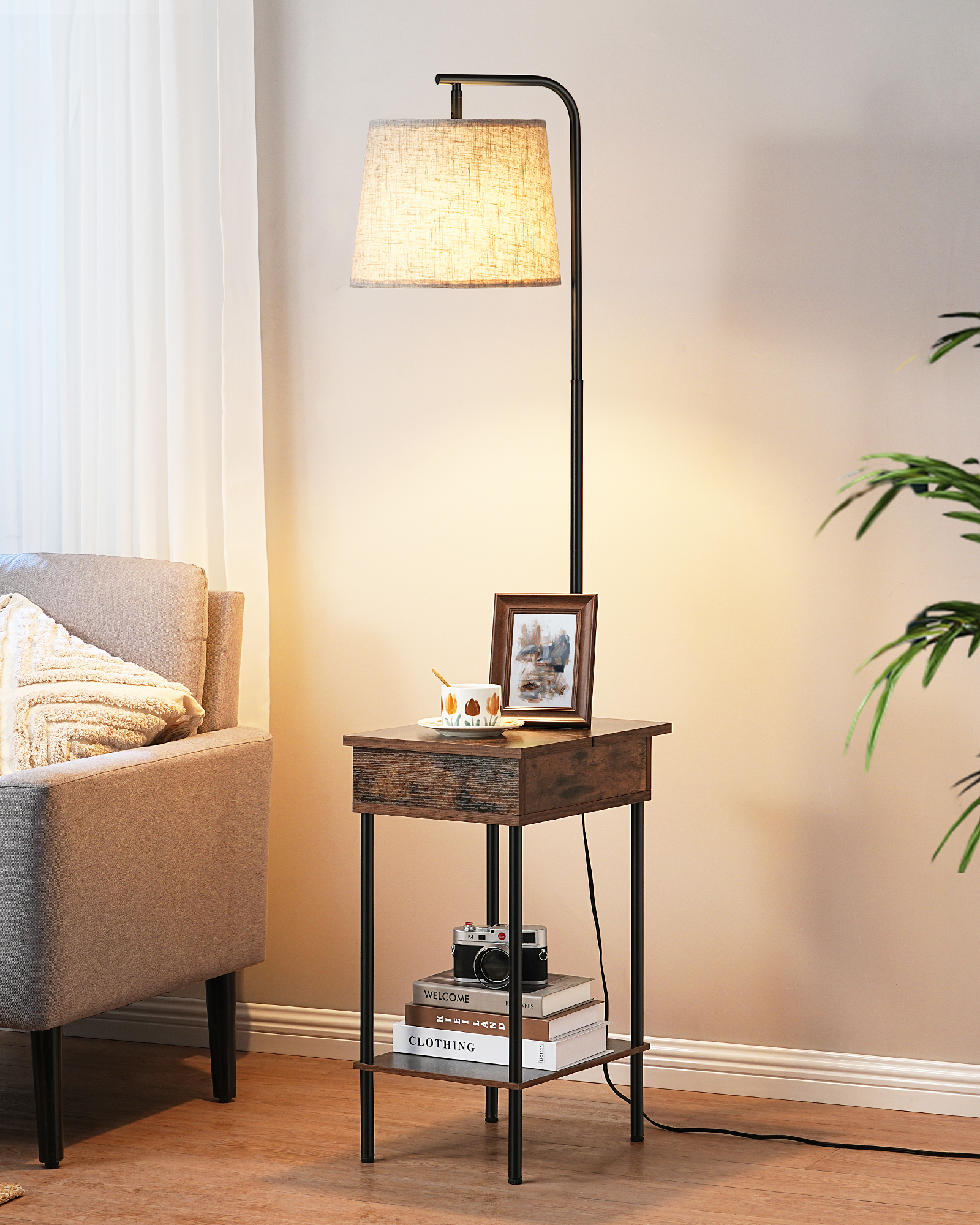EDISHINE 62" Tray Table Floor Lamp-HFLEB2A