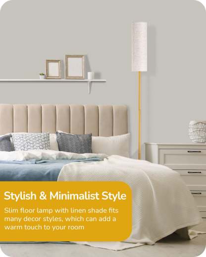 EDISHINE 65" 2700K-6000K Gold LED Corner Floor Lamp-F1HFLEC1A