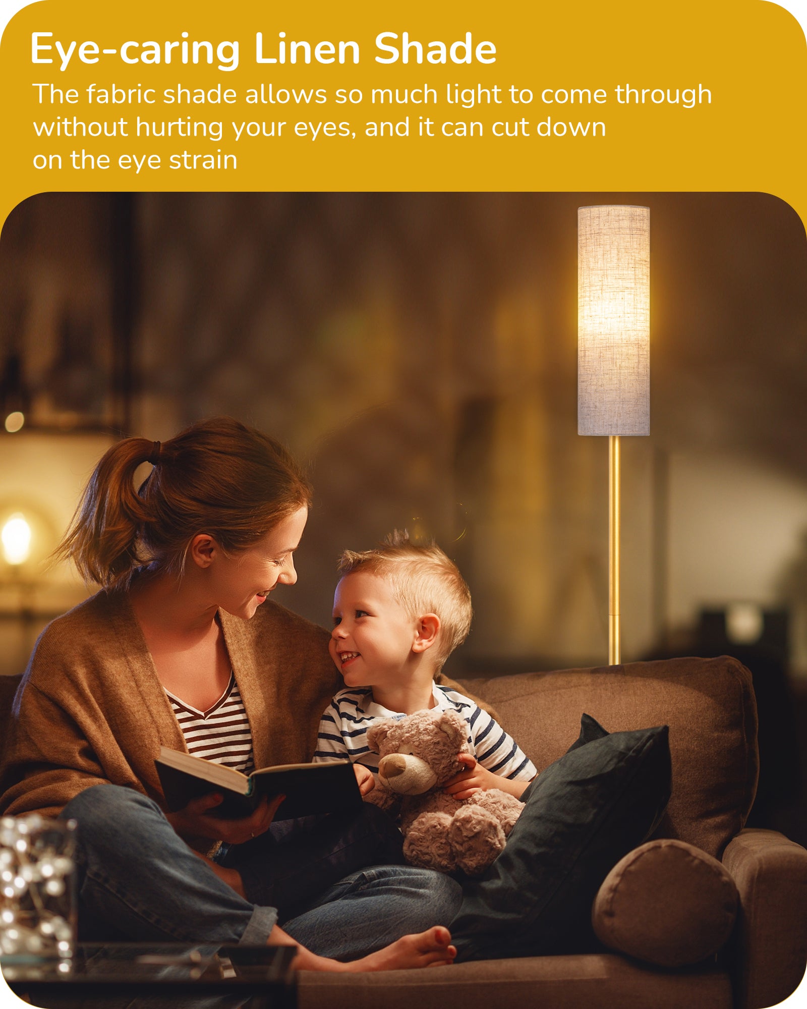 EDISHINE 65" 2700K-6000K Gold LED Corner Floor Lamp-F1HFLEC1A
