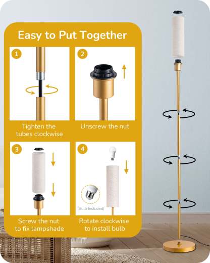 EDISHINE 65" 2700K-6000K Gold LED Corner Floor Lamp-F1HFLEC1A