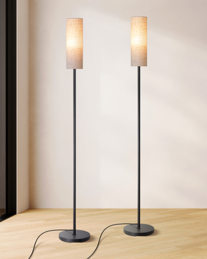 EDISHINE 2 Pack Pole Floor Lamp with Fabric Shade -ZHFLEC1B2