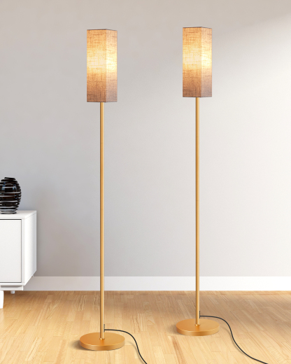 EDISHINE 2 Pack Pole Floor Lamp with Fabric Shade-ZHFLEC2A2