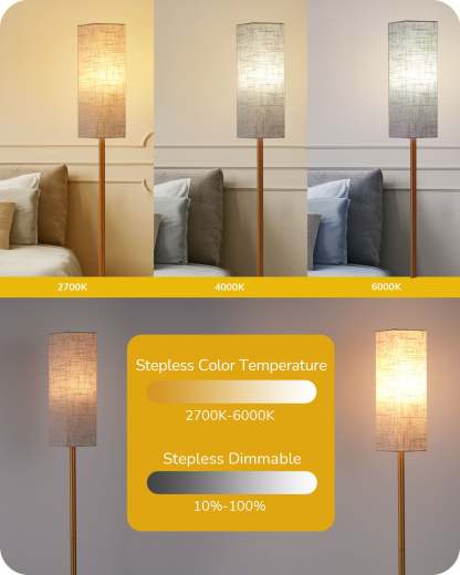 EDISHINE Pole Floor Lamp with Fabric Shade-HFLEC2A