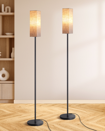 EDISHINE 2 Pack Pole Floor Lamp with Fabric Shade-ZHFLEC2B2