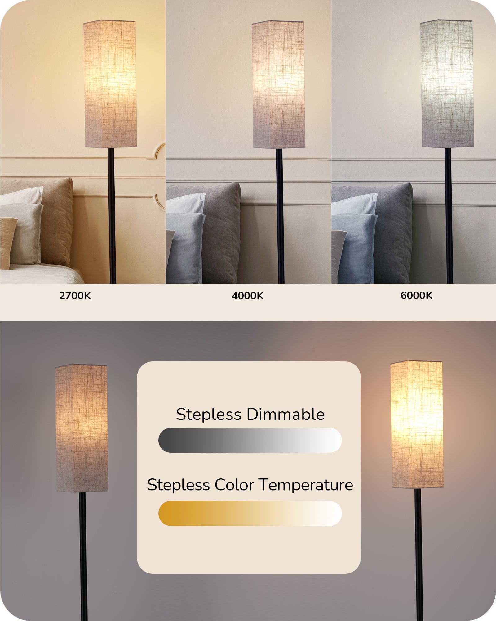 EDISHINE Pole Floor Lamp with Fabric Shade-HFLEC2B
