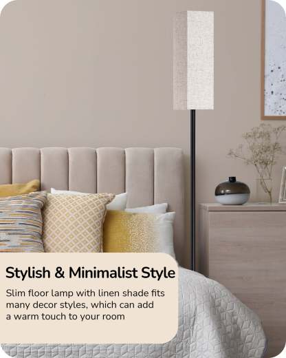 EDISHINE Pole Floor Lamp with Fabric Shade-HFLEC2B