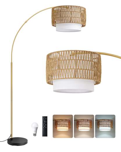 EDISHINE Arc Floor Lamp with 5 Color Temperatures with Remote & Dimmable Bulb-HFLEC3A-B2B