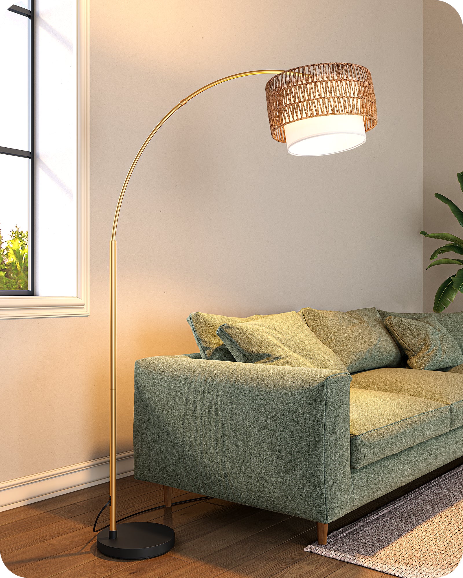 EDISHINE Arc Floor Lamp with 5 Color Temperatures with Remote & Dimmable Bulb-HFLEC3A-B2B