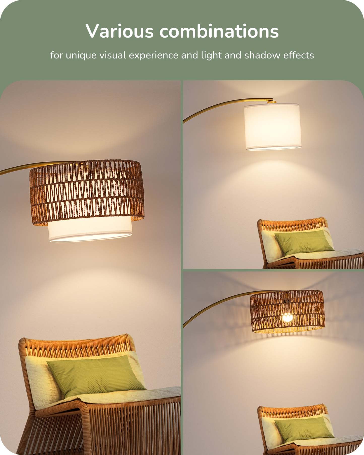 EDISHINE Arc Floor Lamp with 5 Color Temperatures with Remote & Dimmable Bulb-HFLEC3A-B2B