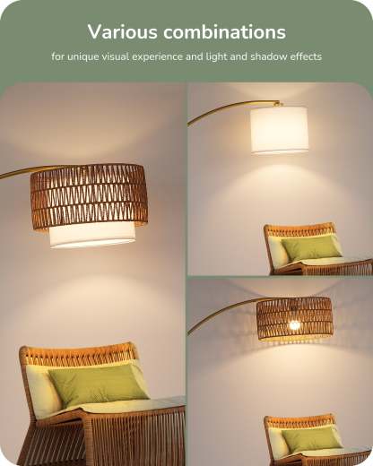 EDISHINE Arc Floor Lamp with 5 Color Temperatures with Remote & Dimmable Bulb-HFLEC3A-B2B