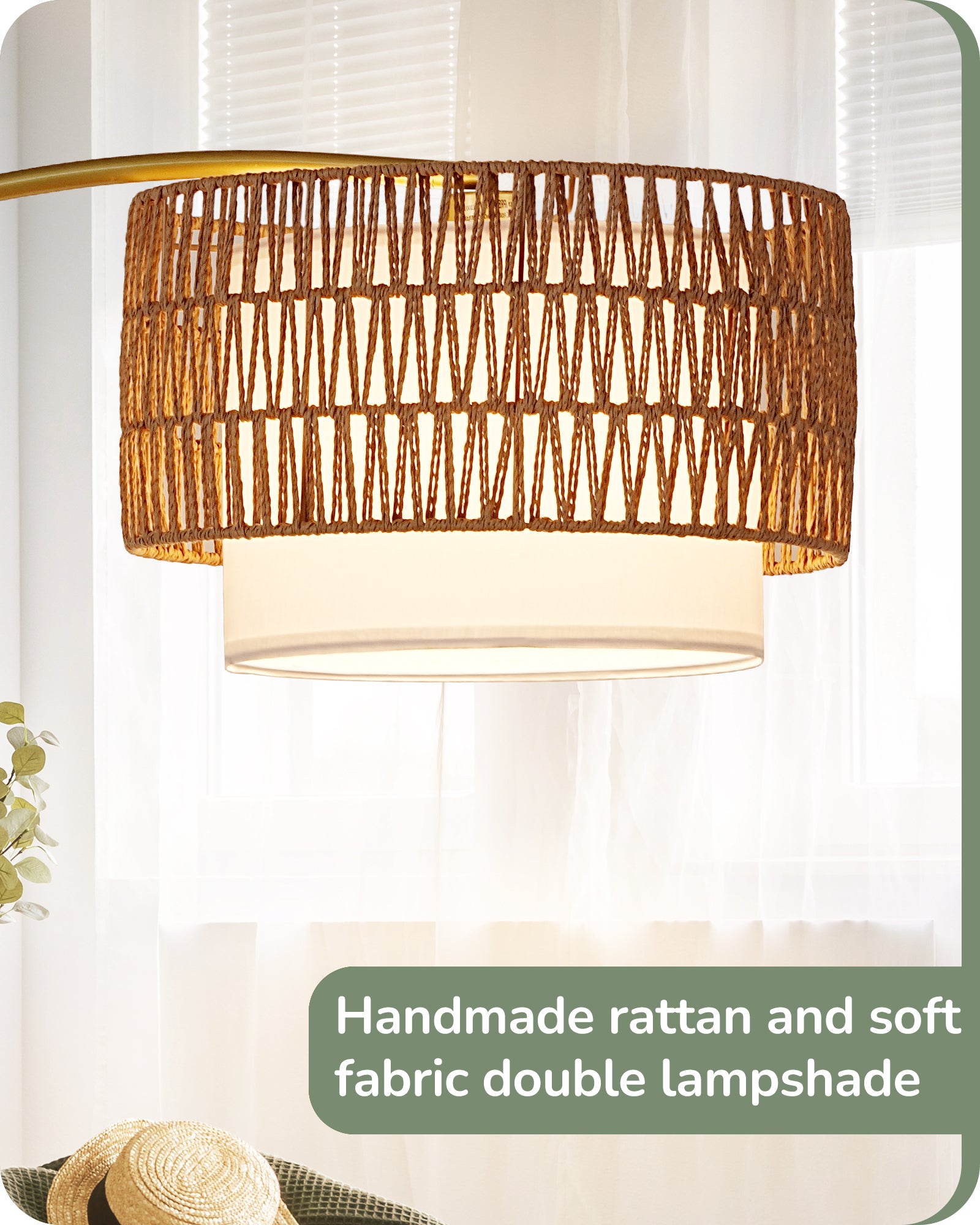 EDISHINE Arc Floor Lamp with 5 Color Temperatures with Remote & Dimmable Bulb-HFLEC3A-B2B