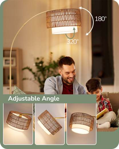 EDISHINE Arc Floor Lamp with 5 Color Temperatures with Remote & Dimmable Bulb-HFLEC3A-B2B