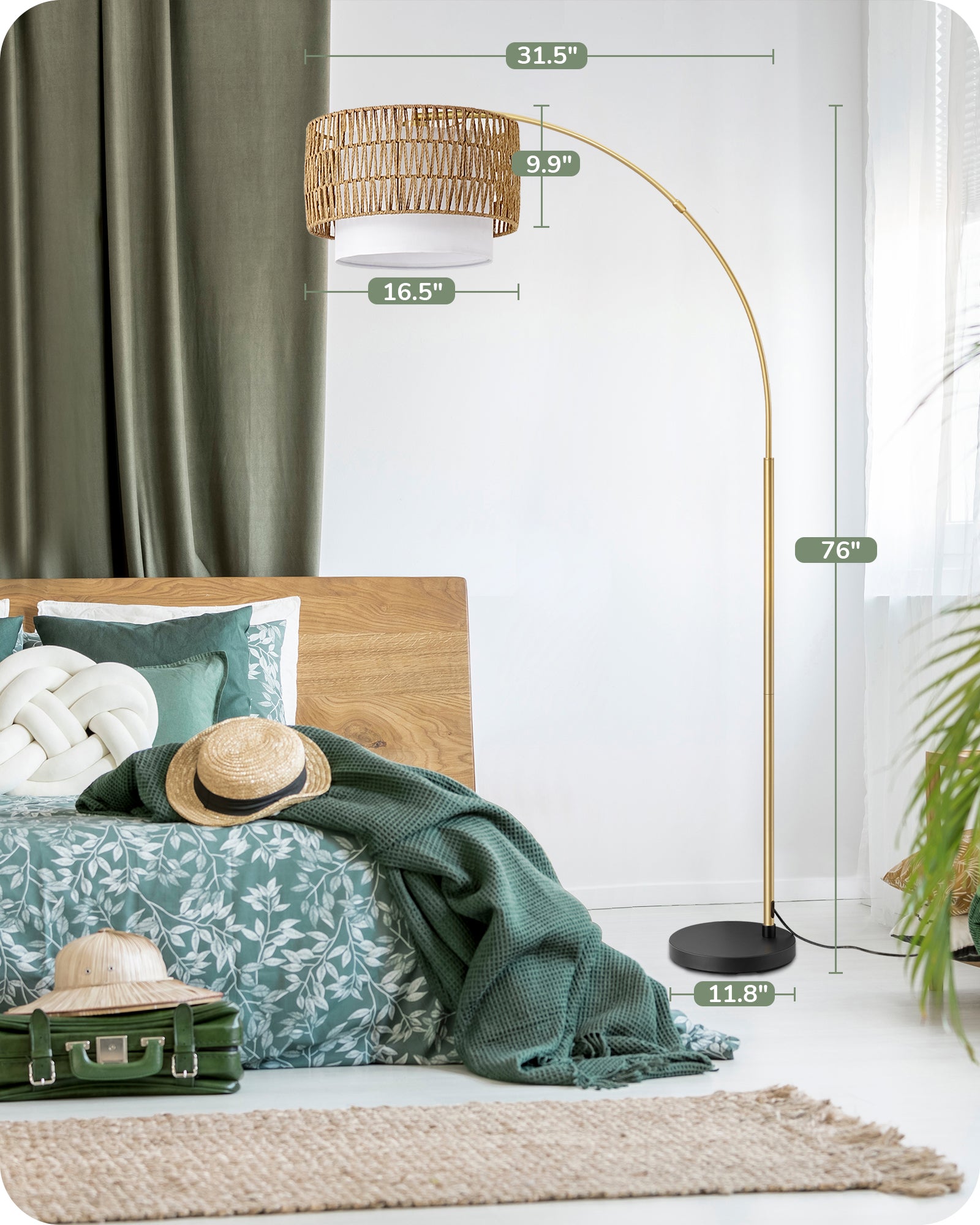 EDISHINE Arc Floor Lamp with 5 Color Temperatures with Remote & Dimmable Bulb-HFLEC3A-B2B