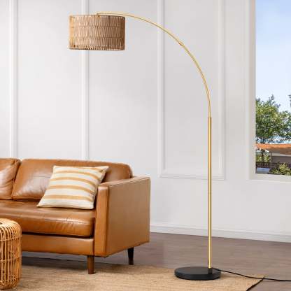 缺货下架EDISHINE 76" Rattan Arched Dimmable Floor Lamp with Remote Control,Bulb Included-HFLEC4A