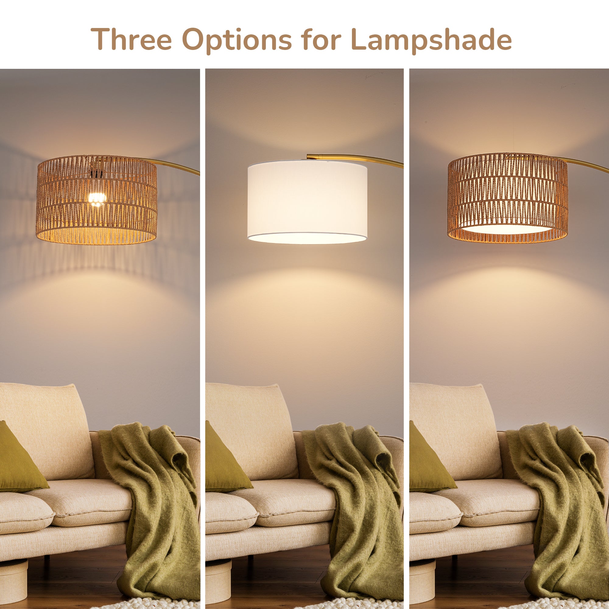 缺货下架EDISHINE 76" Rattan Arched Dimmable Floor Lamp with Remote Control,Bulb Included-HFLEC4A