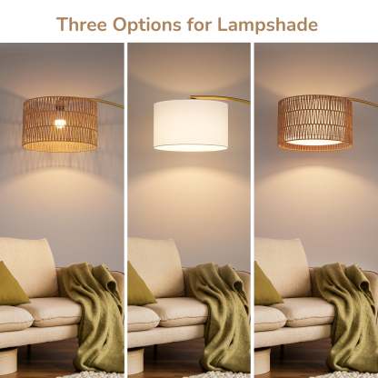 缺货下架EDISHINE 76" Rattan Arched Dimmable Floor Lamp with Remote Control,Bulb Included-HFLEC4A