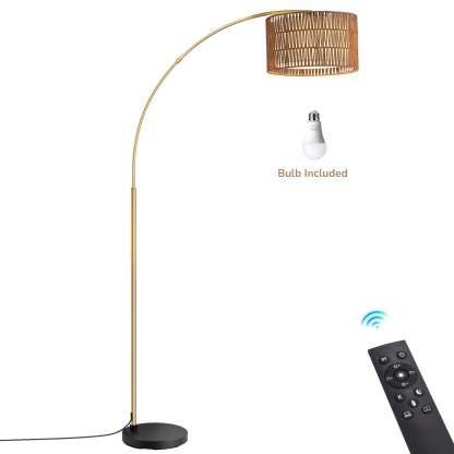 缺货下架EDISHINE 76" Rattan Arched Dimmable Floor Lamp with Remote Control,Bulb Included-HFLEC4A