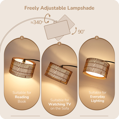 EDISHINE 76'' Rattan Arched Dimmable Floor Lamp With Remote Control And Bulb Included-HFLEC4B