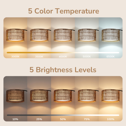 EDISHINE 76'' Rattan Arched Dimmable Floor Lamp With Remote Control And Bulb Included-HFLEC4B