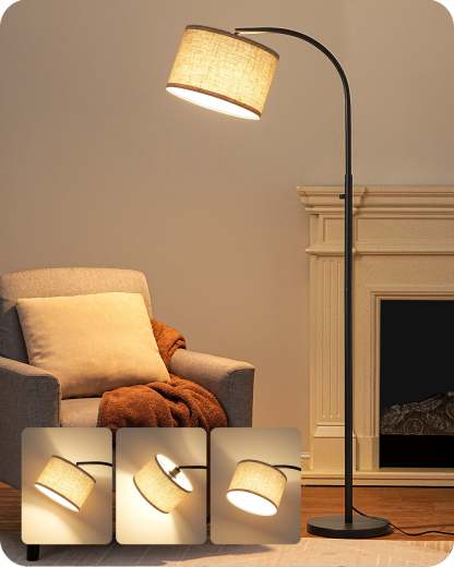 EDISHINE Black Arc Dimmable Floor Lamp-HFLED1B