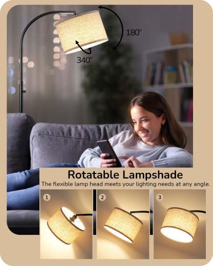 EDISHINE Black Arc Dimmable Floor Lamp-HFLED1B
