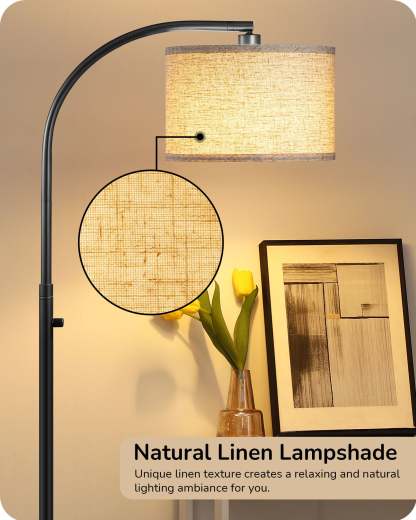 EDISHINE Black Arc Dimmable Floor Lamp-HFLED1B