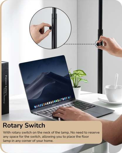 EDISHINE Black Arc Dimmable Floor Lamp-HFLED1B