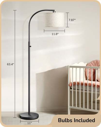 EDISHINE Black Arc Dimmable Floor Lamp-HFLED1B