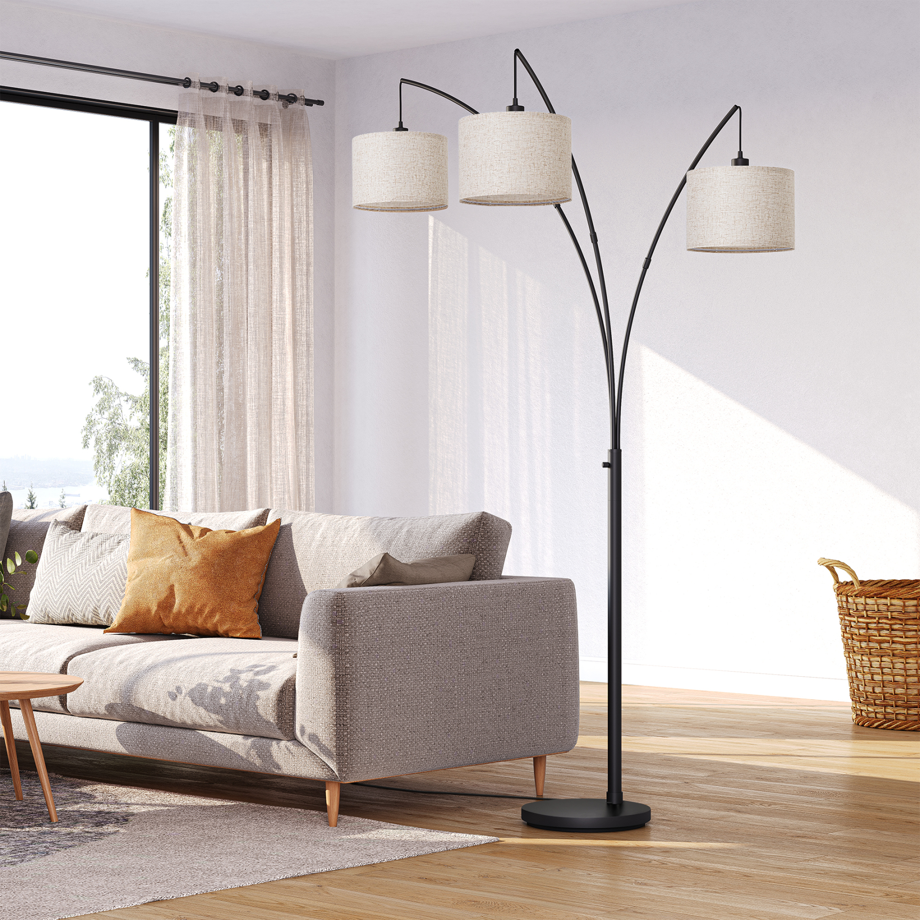 EDISHINE 83'' 3-way Dimmable Arc Tree Floor Lamp With Rotary Switch-HFLEE1B