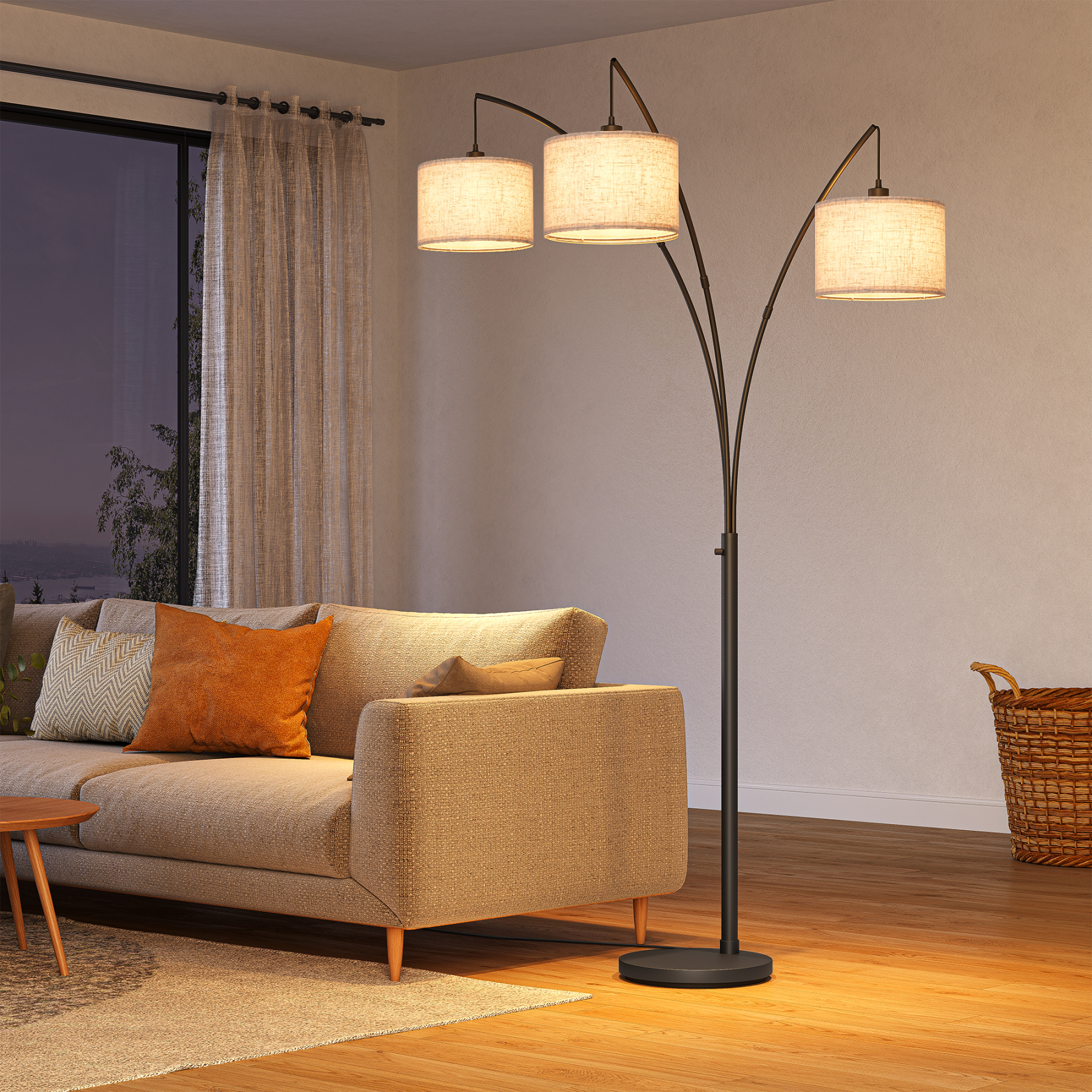 EDISHINE 83'' 3-way Dimmable Arc Tree Floor Lamp With Rotary Switch-HFLEE1B