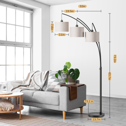 EDISHINE 83'' 3-way Dimmable Arc Tree Floor Lamp With Rotary Switch-HFLEE1B