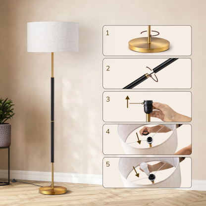 EDISHINE 65" Dimmable Standard Floor Lamp With Remote And Bulb Included-HFLFB1A