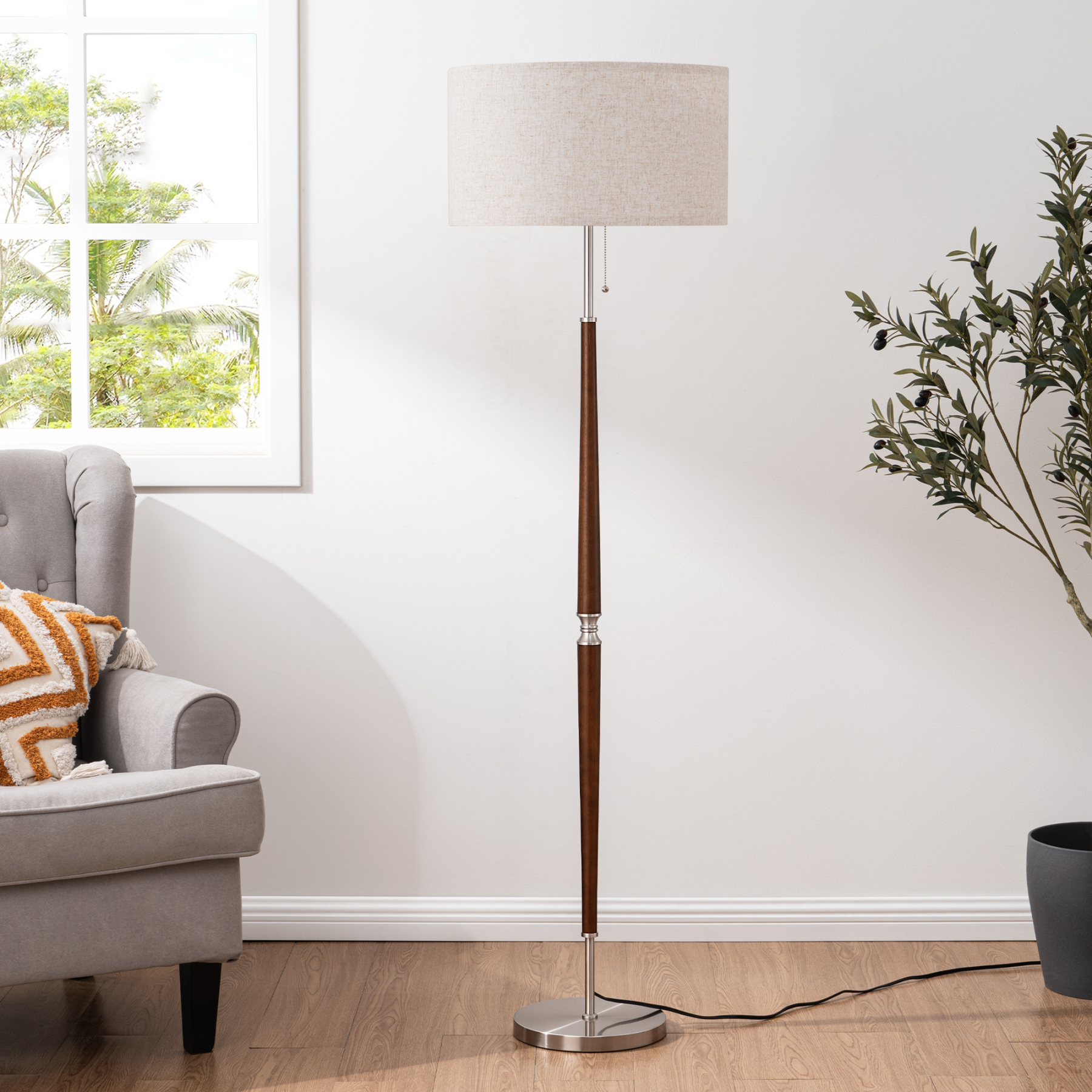 EDISHINE Salcido 61.8" Electrogilding Traditional Solid Wood Floor Lamp