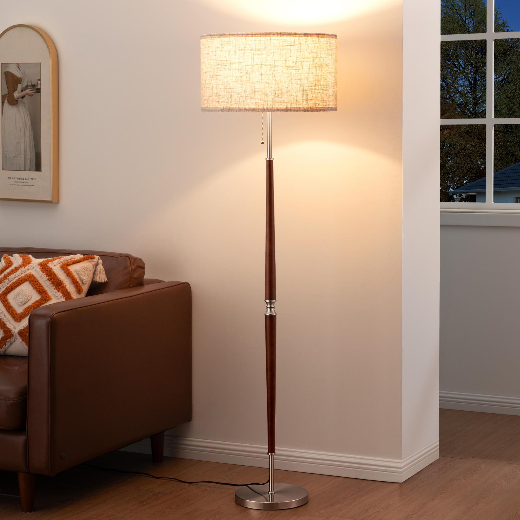 EDISHINE Salcido 61.8" Electrogilding Traditional Solid Wood Floor Lamp